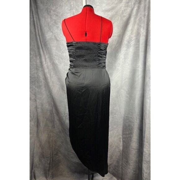 NEW WAYF The Julia Ruched Asymmetric Satin Cocktail DRESS SIZE XL $138 BLACK - Picture 4 of 8